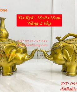 Đôi Tượng Voi Như Ý Tài Lộc Bằng Đồng Phong Thủy Dài 18cm