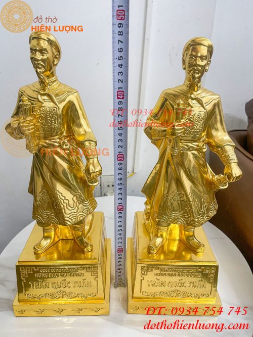 Tượng Trần Hưng Đạo Cao 50cm Dát Vàng 9999 Bằng Đồng