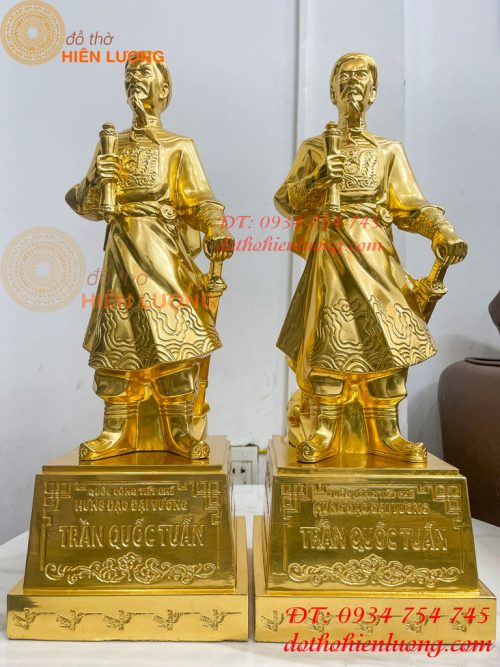 Tượng Trần Hưng Đạo Cao 50cm Dát Vàng 9999 Bằng Đồng