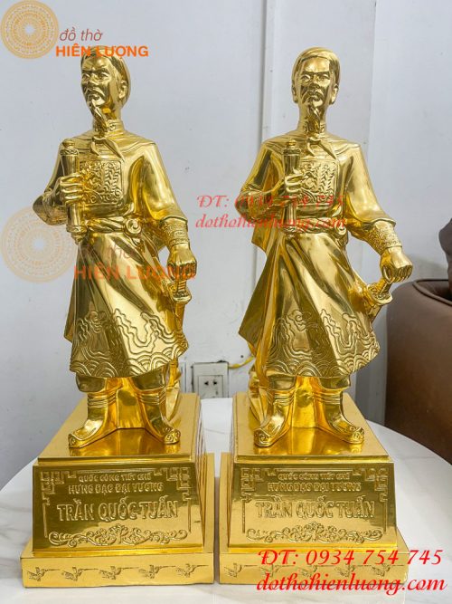 Tượng Trần Hưng Đạo Cao 50cm Dát Vàng 9999 Bằng Đồng