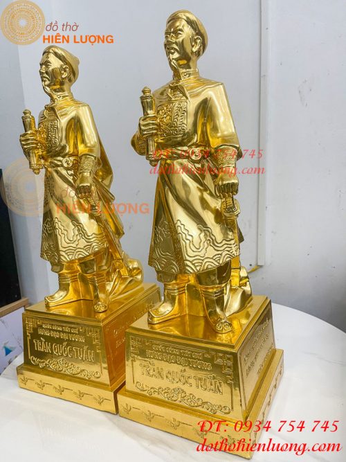 Tượng Trần Hưng Đạo Cao 50cm Dát Vàng 9999 Bằng Đồng