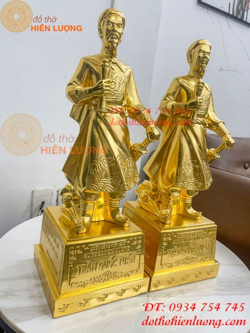Tượng Trần Hưng Đạo Cao 50cm Dát Vàng 9999 Bằng Đồng