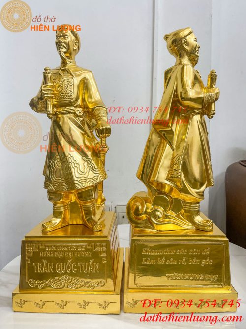 Tượng Trần Hưng Đạo Cao 50cm Dát Vàng 9999 Bằng Đồng