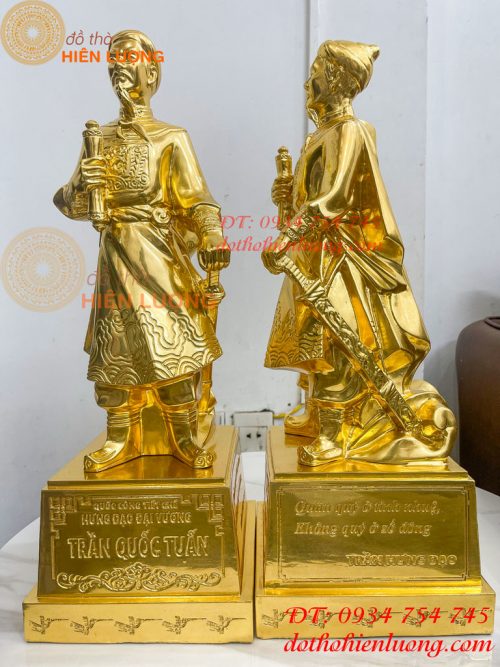 Tượng Trần Hưng Đạo Cao 50cm Dát Vàng 9999 Bằng Đồng