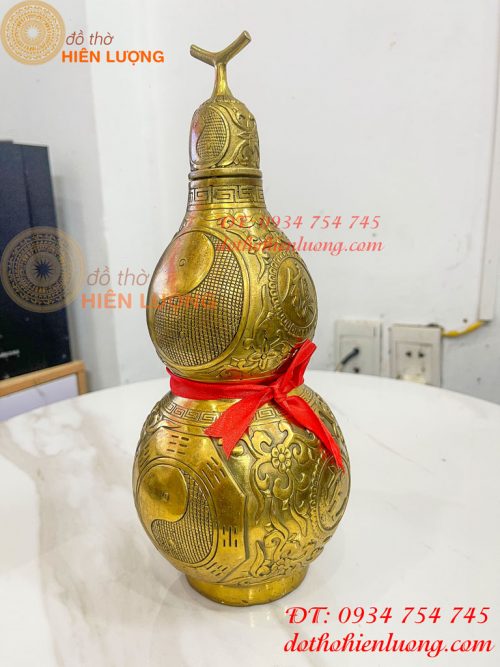 Hồ Lô Bát Quái Cao 30cm Bằng Đồng Phong Thủy