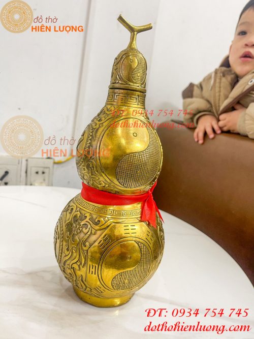 Hồ Lô Bát Quái Cao 30cm Bằng Đồng Phong Thủy