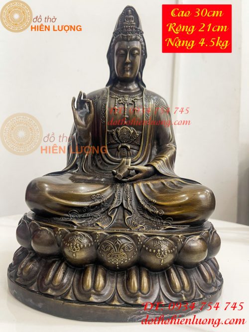 Tượng Phật Quan Âm Cao 30cm Bằng Đồng Hun