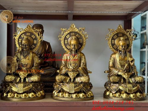Bộ Tượng Tam Thanh Đạo Giáo Bằng Đồng Cao 38cm