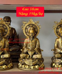 Bộ Tượng Tam Thanh Đạo Giáo Bằng Đồng Cao 38cm
