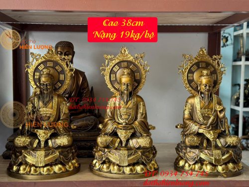 Bộ Tượng Tam Thanh Đạo Giáo Bằng Đồng Cao 38cm