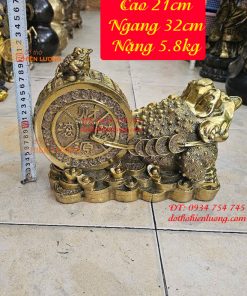 Tượng Cóc Thiềm Thừ Kéo Xe Tài Lộc Bằng Đồng Dài 32cm