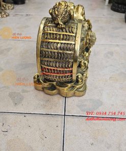 Tượng Cóc Thiềm Thừ Kéo Xe Tài Lộc Bằng Đồng Dài 32cm
