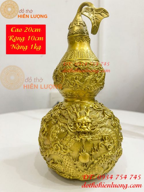 Hồ Lô Rồng Cao 19cm Bằng Đồng Phong Thủy