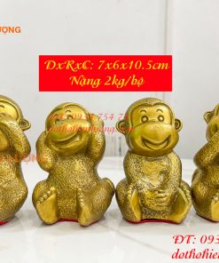 Bộ Tượng Khỉ Tứ Không Bằng Đồng Cao 11cm