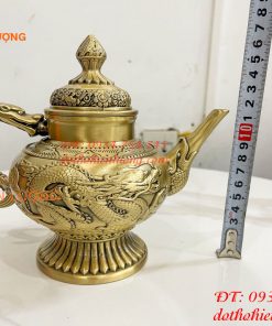 Ấm Trà Rồng Phượng Bằng Đồng Cao 18cm, Dài 20cm, Nặng 1.2kg