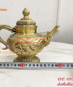 Ấm Trà Rồng Phượng Bằng Đồng Cao 18cm, Dài 20cm, Nặng 1.2kg