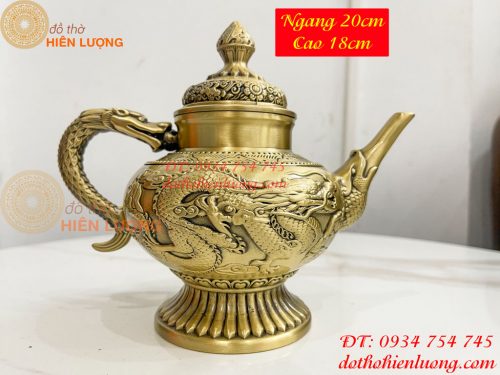Ấm Trà Rồng Phượng Bằng Đồng Cao 18cm, Dài 20cm, Nặng 1.2kg