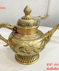 Ấm Trà Rồng Phượng Bằng Đồng Cao 18cm, Dài 20cm, Nặng 1.2kg