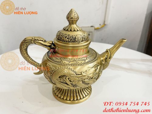 Ấm Trà Rồng Phượng Bằng Đồng Cao 18cm, Dài 20cm, Nặng 1.2kg