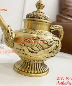 Ấm Trà Rồng Phượng Bằng Đồng Cao 18cm, Dài 20cm, Nặng 1.2kg
