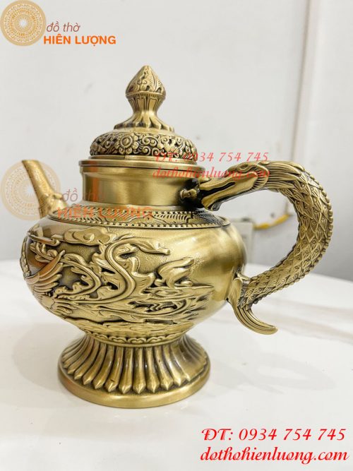 Ấm Trà Rồng Phượng Bằng Đồng Cao 18cm, Dài 20cm, Nặng 1.2kg