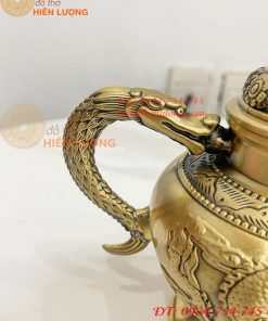 Ấm Trà Rồng Phượng Bằng Đồng Cao 18cm, Dài 20cm, Nặng 1.2kg
