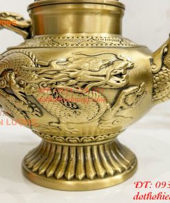 Ấm Trà Rồng Phượng Bằng Đồng Cao 18cm, Dài 20cm, Nặng 1.2kg