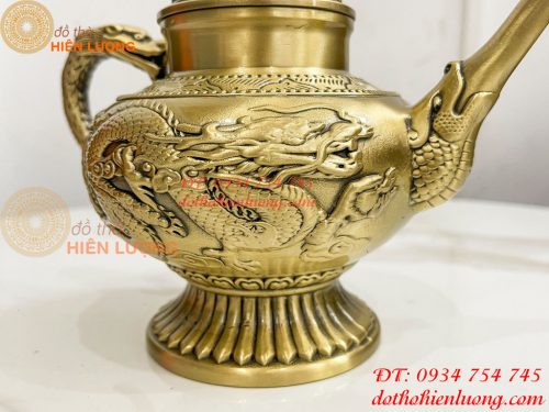 Ấm Trà Rồng Phượng Bằng Đồng Cao 18cm, Dài 20cm, Nặng 1.2kg