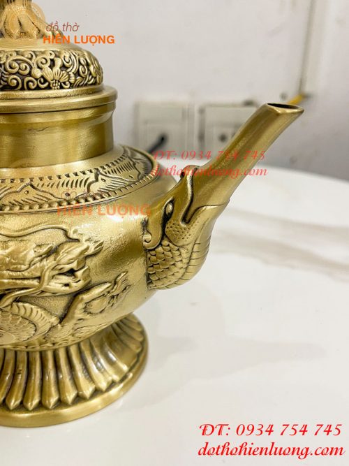 Ấm Trà Rồng Phượng Bằng Đồng Cao 18cm, Dài 20cm, Nặng 1.2kg