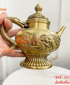 Ấm Trà Rồng Phượng Bằng Đồng Cao 18cm, Dài 20cm, Nặng 1.2kg