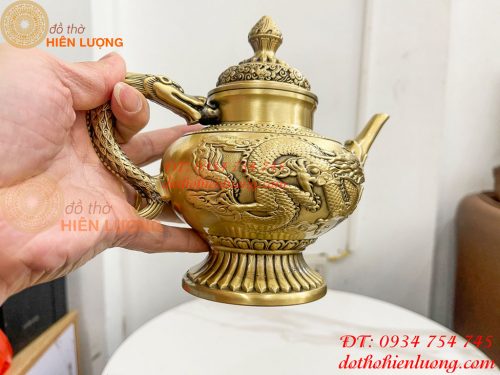 Ấm Trà Rồng Phượng Bằng Đồng Cao 18cm, Dài 20cm, Nặng 1.2kg