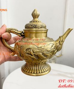 Ấm Trà Rồng Phượng Bằng Đồng Cao 18cm, Dài 20cm, Nặng 1.2kg
