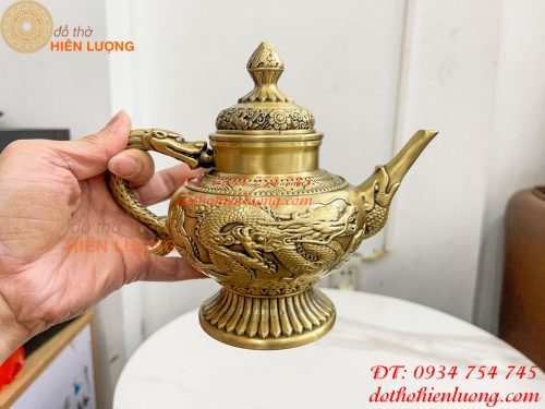 Ấm Trà Rồng Phượng Bằng Đồng Cao 18cm, Dài 20cm, Nặng 1.2kg