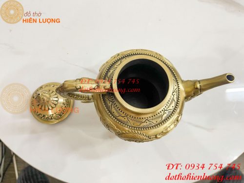 Ấm Trà Rồng Phượng Bằng Đồng Cao 18cm, Dài 20cm, Nặng 1.2kg