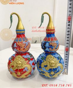 Hồ Lô Rồng Bằng Đồng Vẽ Màu Decor Trang Trí Phong Thủy