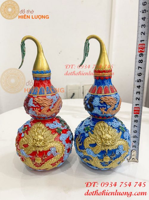 Hồ Lô Rồng Bằng Đồng Vẽ Màu Decor Trang Trí Phong Thủy