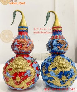 Hồ Lô Rồng Bằng Đồng Vẽ Màu Decor Trang Trí Phong Thủy
