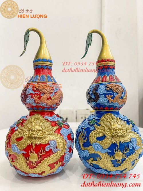 Hồ Lô Rồng Bằng Đồng Vẽ Màu Decor Trang Trí Phong Thủy