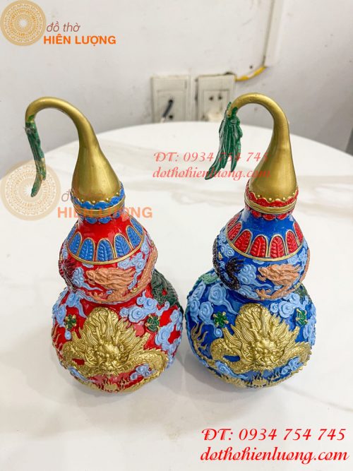 Hồ Lô Rồng Bằng Đồng Vẽ Màu Decor Trang Trí Phong Thủy