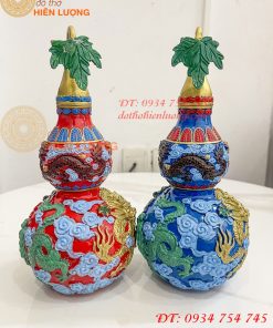 Hồ Lô Rồng Bằng Đồng Vẽ Màu Decor Trang Trí Phong Thủy