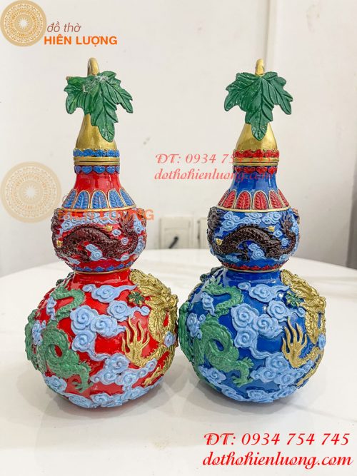 Hồ Lô Rồng Bằng Đồng Vẽ Màu Decor Trang Trí Phong Thủy