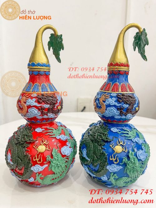 Hồ Lô Rồng Bằng Đồng Vẽ Màu Decor Trang Trí Phong Thủy