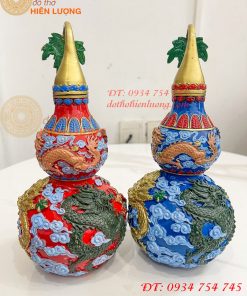 Hồ Lô Rồng Bằng Đồng Vẽ Màu Decor Trang Trí Phong Thủy