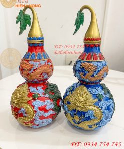 Hồ Lô Rồng Bằng Đồng Vẽ Màu Decor Trang Trí Phong Thủy
