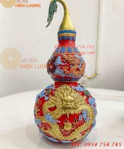 Hồ Lô Rồng Bằng Đồng Vẽ Màu Decor Trang Trí Phong Thủy