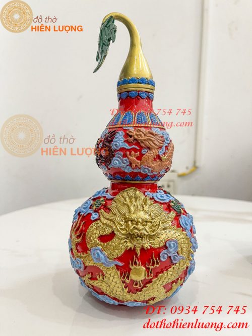 Hồ Lô Rồng Bằng Đồng Vẽ Màu Decor Trang Trí Phong Thủy