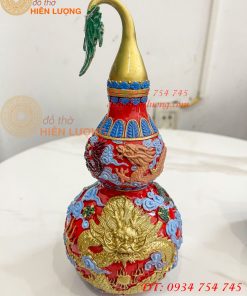 Hồ Lô Rồng Bằng Đồng Vẽ Màu Decor Trang Trí Phong Thủy