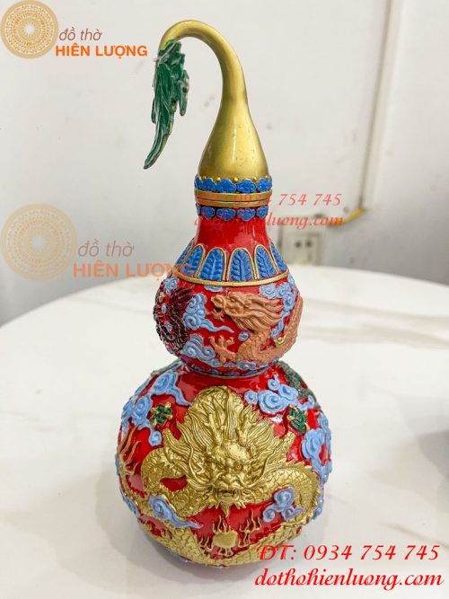 Hồ Lô Rồng Bằng Đồng Vẽ Màu Decor Trang Trí Phong Thủy