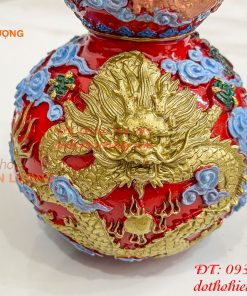 Hồ Lô Rồng Bằng Đồng Vẽ Màu Decor Trang Trí Phong Thủy