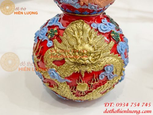 Hồ Lô Rồng Bằng Đồng Vẽ Màu Decor Trang Trí Phong Thủy